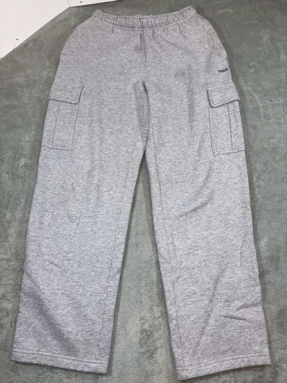 TNA Grey Fleece Cargo Sweatpants Wide Leg Side Pockets XS